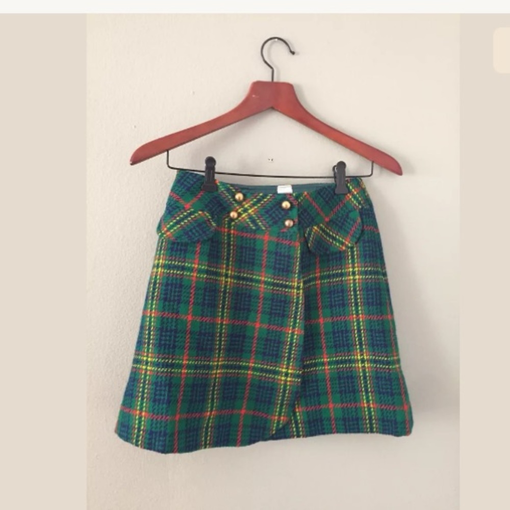 Vintage Clueless Holiday Plaid Tartan Mini Skirt